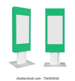 Digital LCD display mockup isolated on white background. Vertical advertising billboard. 3d rendering