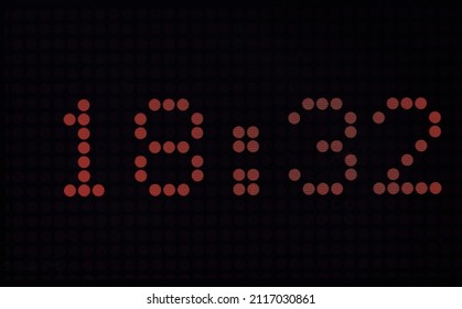 Digital LED Clock, Red LED digital font or characters on black background, Digital text design. 