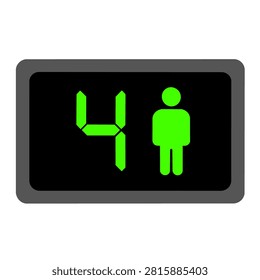 Digital LED display screen showing number four with green person icon, capacity indicator for elevator or vehicle occupancy