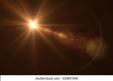digital lens flare in black background horizontal frame warm
