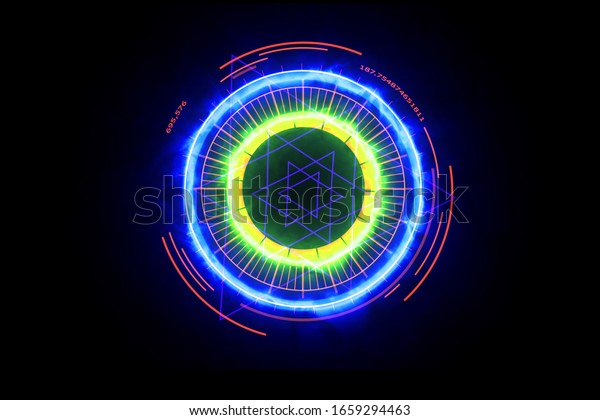 Digital meter energy blue powerful around and magic\
blue six star in\
core