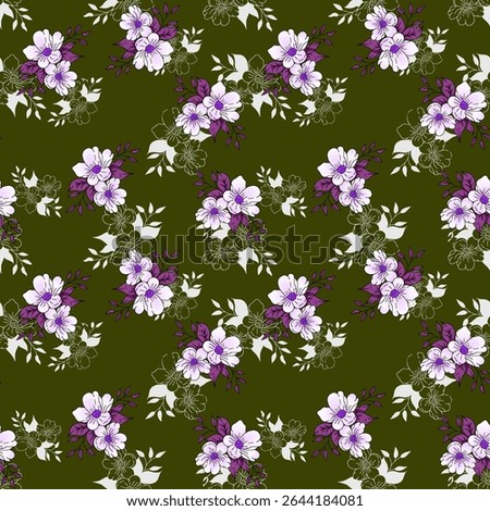 digital motif allover repeat pattern with floral flower and leaf textile texture background design illustration nature art print 2025