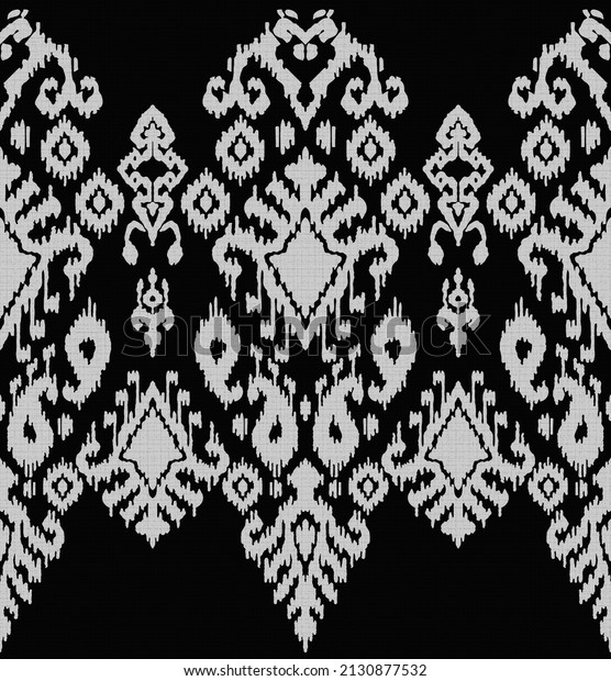 Digital motif borders. Set of Oriental damask patterns for greeting cards and wedding invitations. Picture with black and white elements. Abstract geometric background texture, geometric shape pattern.