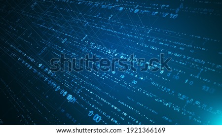 Digital network technology futuristic theme illustration concept. Abstract grid perspective graphic background.