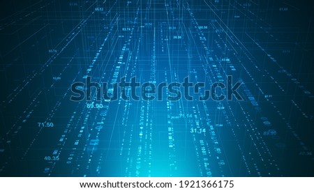Digital network technology futuristic theme illustration concept. Abstract grid perspective graphic background.