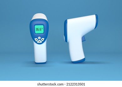 Digital Non-Contact Forehead Thermometer Laser Icon. 3d Rendering. 