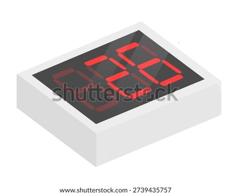 Digital numeric display module with red seven segment glowing numbers for electronic devices