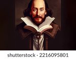 Digital oil painting portraits of the great writer William Shakespeare, and historical figures, can be used for education, and cultural commentary.