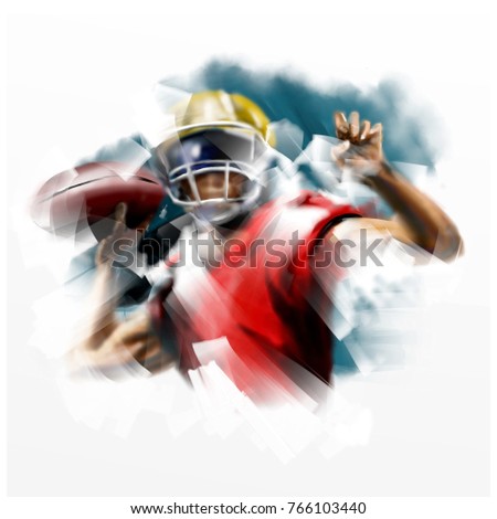 Digital painting of American football player