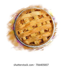 Digital Painting of  Apple Pie , top view