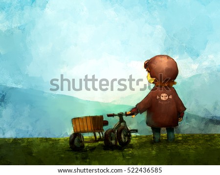Similar – Image, Stock Photo Childhood canvas I Bicycle