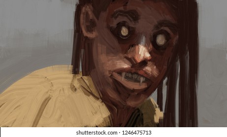 Digital Painting Dreadlocks Vampire Male Isolated Stock Illustration ...