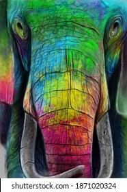 digital painting of elephant in full color
