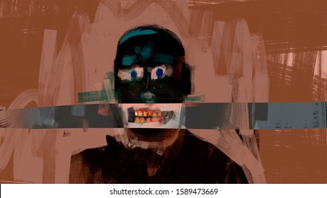 Digital painting of a human grin, strange weird concept art, portrait illustration