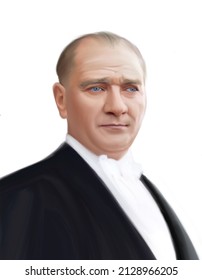 Digital painting illustration of Mustafa Kemal Ataturk. Turkish republic founder and the first turkish president Mustafa Kemal Ataturk.