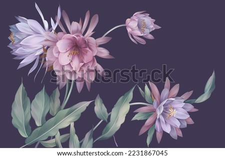 Digital painting purple yuhua on a purple background