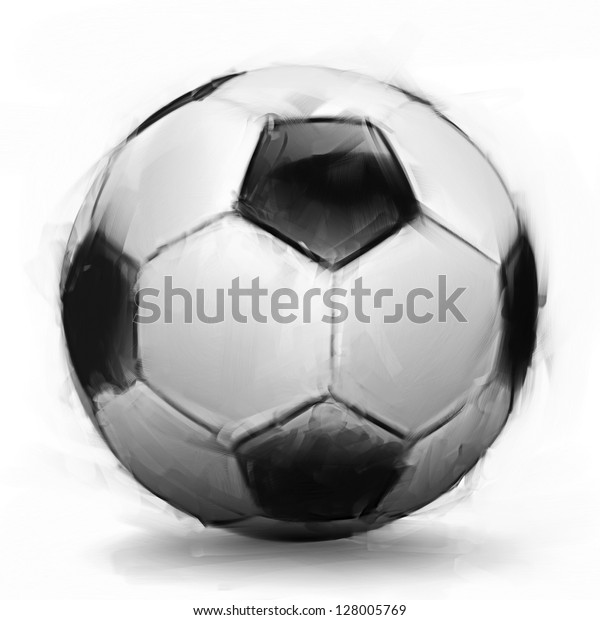 Digital Painting Soccer Ball On White Stock Illustration