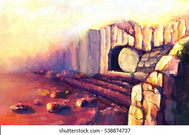 Digital Painting The Tomb Of Jesus Christ / Resurrection Jesus Christ