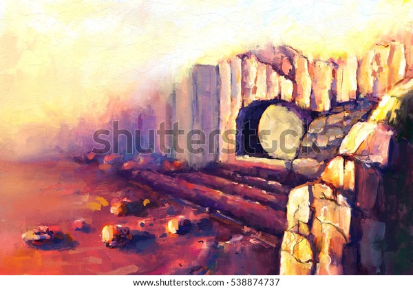 イエス キリストの墓をデジタルで描く 復活イエス キリスト のイラスト素材