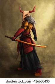 Digital Painting, Wondering Samurai Warrior