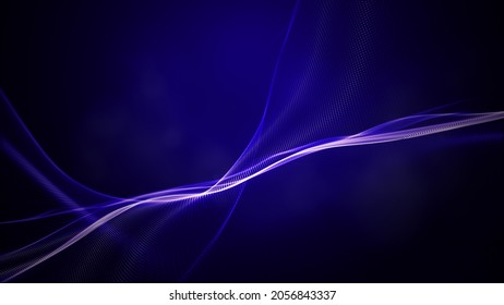 Digital particle wave and light blue color abstract background, 3d rendering