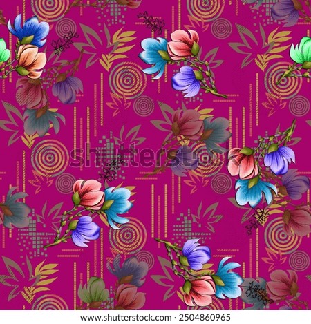 Digital pattern.set of all over textile vintage floral pattern
