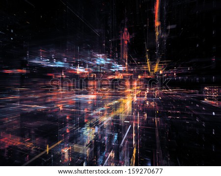 Digital Perspectives series. Backdrop composed of light grids and fractal elements and suitable for use in the projects on business, science, education and technology