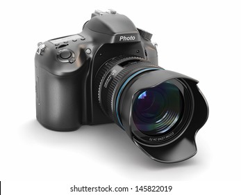 Digital Photo Camera On White Isolated Background.  3d