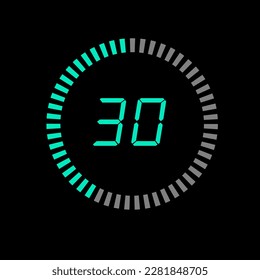 Digital Pi diagram countdown timer with 05 number outline style design illustration background.