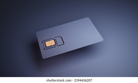 Digital Plastic SIM Card For Mobile Data Transmission. 3D Rendering