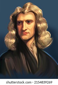 Digital Portrait For Isaac Newton Who Was A Physicist And Mathematician