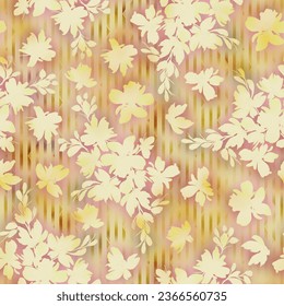 Digital print 3D emboss sharp design floral allover pattern blur wave cloud effect creative ground texture smooth mixing leaf and flower art for saree suit kurti fabric parda chader cover paper tils.