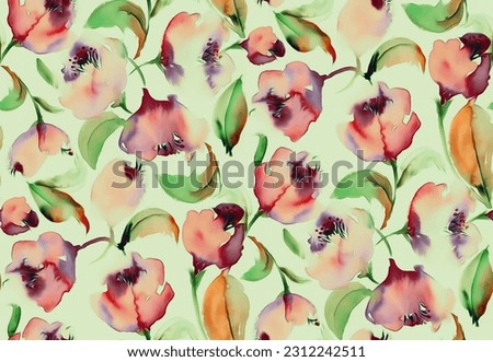 Digital print flower 3D emboss sharp design floral allover pattern blur wave effect creative graphic oil paint art smooth mixing leaf saree suit kurti parda chader cover paper tils home decore. [[stock_photo]] © 