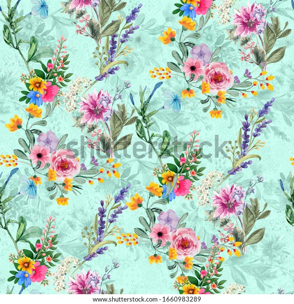 Digital Print Flower Pattern Design Stock Illustration 1660983289