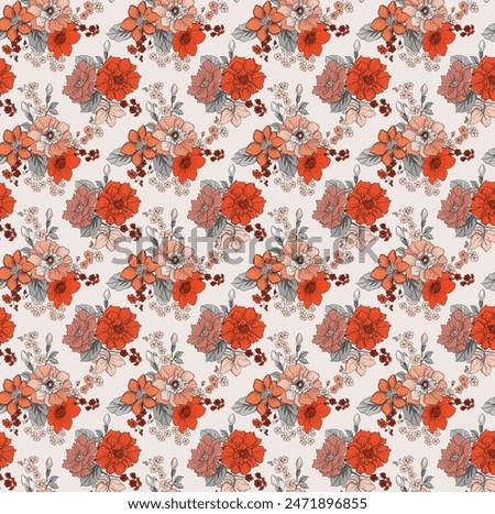 digital printing textile pattern wallpaper colorful flower with watercolor background-illustration Allover design