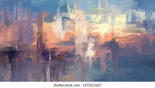 Digital Rain, Abstract Rough Strokes Painting, 4096 Pixel Wide Background Illustration, Good For 4K Video. Grunge Paint Texture, Colorful Distressed Background