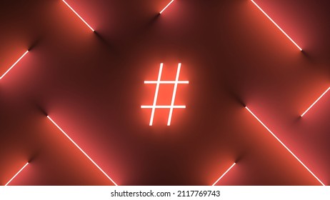 A Digital Render Of Neon Red Lines Around An Illuminated Pound Sign