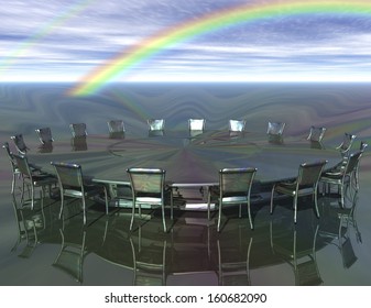 Digital Rendering Of A Round Table