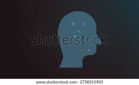 A digital representation of a human head showcasing technology and intelligence through abstract design elements and data points.