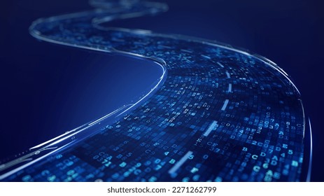 Digital road - Digital Code road concept - 3d illustration