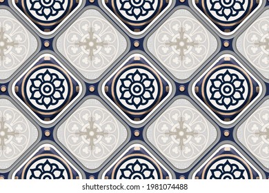 Digital seamless wall tiles design for decor interior home and kitchen, wallpaper, repeat pattern- illustration.