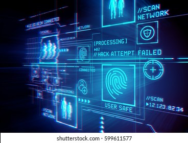 Digital Security and data protection. Conceptual illustration with advanced technology digital display.