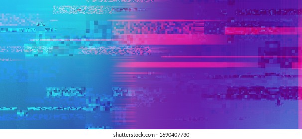 Digital Signal Damage Visualization. Noise, Glitch Effect, Interference And Abstract Artifacts