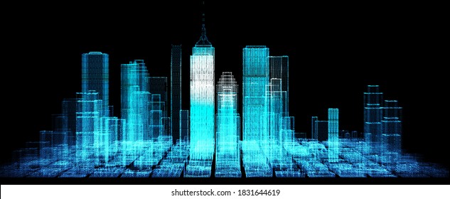 Digital smart world metaverse technology motion blur smart city 3D architecture building iot internet of thing artificial intelligence, security energy power tech futuristic background