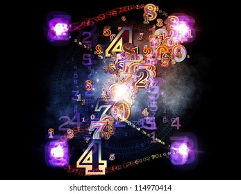 Digital Splash series. Interplay of numbers, gradients and fractal elements on the subject of mathematics, computers, science and modern technologies