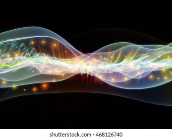 Digital Stream series. Composition of sine waves and lights on the subject of science, technology and education
