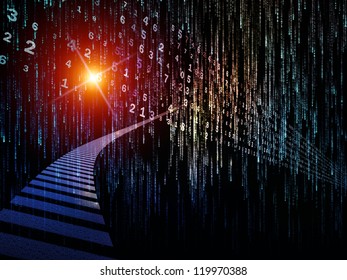 Digital Streams series. Composition of  numbers, lights and design elements to serve as a supporting backdrop for projects on digital communications, data transfers and virtual reality