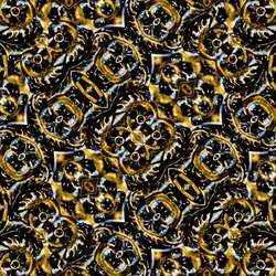 Digital Style Technique Modern Abstract Geometric Ethnic Or Tribal Style Seamless Pattern Design In Dark Yellow And Black Tones