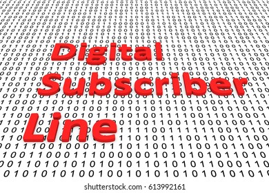 Digital Subscriber Line In The Form Of Binary Code, 3D Illustration