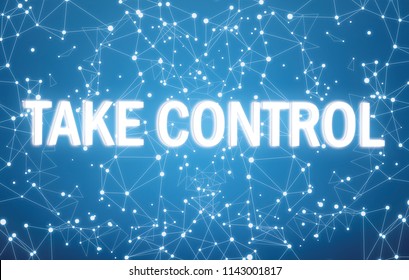 Digital Take Control Text On Blue Background